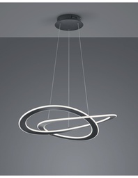 [S-TRIO321710142] Lampada Sospensione Moderna 2 Cerchi Led Antracite