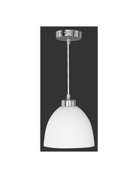 [S-TRIOR32171007] Sospensione Moderna Dallas Nichel 1xE27 Vetro Bianco Ø20 cm Trio Lighting