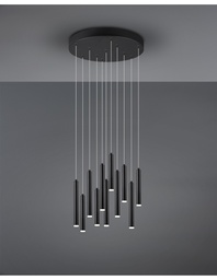 [S-TRIO321691132] Sospensione Moderna Tubular 11 Tubi Led Nero Ø40 cm
