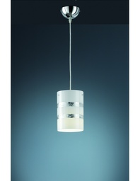 [S-TRIO308700189] Lampada Sospensione Vetro Decoro Foglia Argento Nikosia