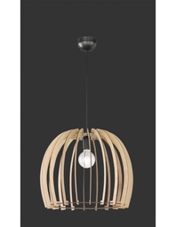 [S-TRIOR30255030] Sospensione Wood 1xE27 Cupola Listelli Legno Naturale Ø50 cm Trio Lighting