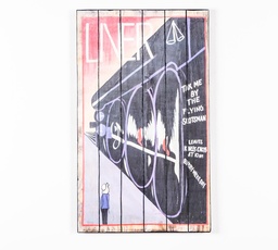 [S-WEAL035] Stampa su legno multicolor con tela, finitura Hd, telaio in legno, 3x60x100 cm