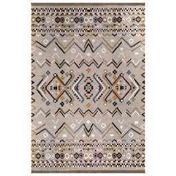 [S-FZ97051] Tappeto antiscivolo Multicolor beige con decori colorati 160x230