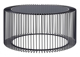 [S-B0746652] Tavolino Kieran D80 in Acciaio Verniciato a Polvere Epossidica e Piano in Vetro Temperato