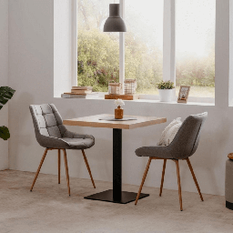 [S-FZ95742] Tavolo Quadrato 70x70x75 h cm piano rovere e base nera