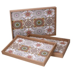 [S-V5953570000] Vassoio in legno crema con bordo naturale 45x30h4