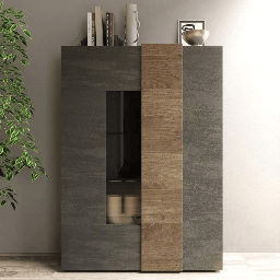 [98878] Vetrina Sabry 2 ante titanio rovere mercure