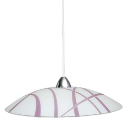 [S-DARIO/S VI] Lampadario sospensione in vetro bianco viola cucina camera cm 50