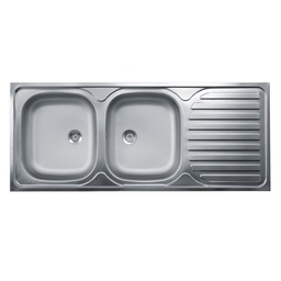 [96564] Lavello cucina due vasche con gocciolatoio dx acciaio da appoggio 50x120 cm(N127DX) EFFEZ