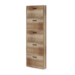 [SA-A12235] Scarpiera Slim 5 ribalte noce country legno nobilitato h.180x65x15 cm