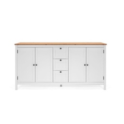 [89195] Mobile credenza 4 ante 3 cassetti bianco con top rovere 180x40xh.90 cm
