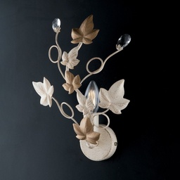 [SA-BL50-AP1-AV] Applique in ferro Avorio Oro Chiaro e strass una luce 22x h32 cm