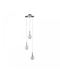 [SA-LA/061] Lampada a sospensione in vetro e metallo rosa, dimensioni 33cm x 33cm x 133cm