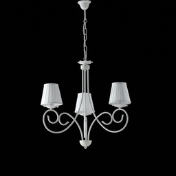 [SA-BL130-3-BCO-PAR] Lampadario sospensione ferro Bianco shabby paralumi Bianchi 50x h60 cm