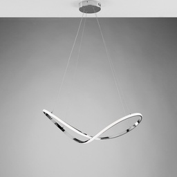 [SA-BL239-SCR] Lampadario sospensione metallo alluminio Cromo Lucido LED Integrato 70x29 h150 cm