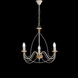 [SA-BL105-3-AV] Lampadario in ferro Avorio Decape rifinitura Oro tre luci 49x h43 cm