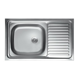 [SA-FZ96562] Lavello cucina vasca con gocciolatoio dx in acciaio da appoggio 50x80 cm