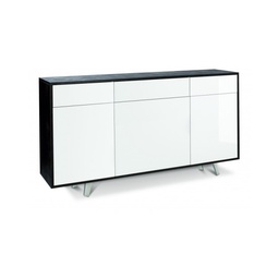 [SA-A7076ONBLK] Madia tre ante tre cassetti Nero Ossido Bianco Lucido 164x41x h92 cm