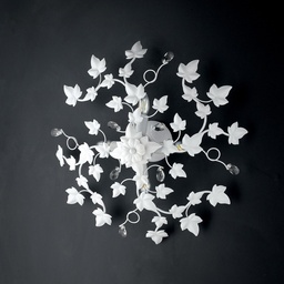 [SA-BL50-PL4-BCO] Plafoniera shabby in ferro quattro luci Bianco con strass 60x22 cm