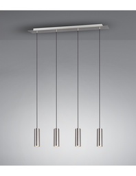 [SA-TRIO312400407] Sospensione Isola 4 Luci Cilindri Nichel Opaco