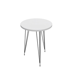 [97211] Tavolino da caffè tondo bianco con gambe in metallo nero - Misure Ø 35 x 50 h cm